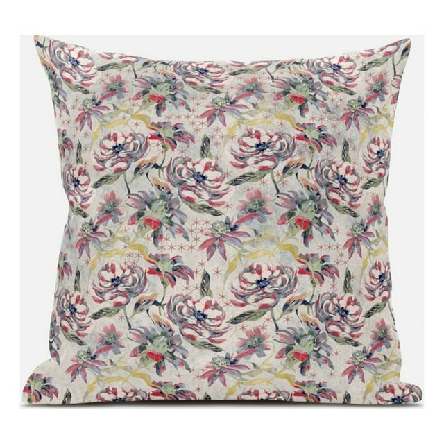 Roses Sprayed Stars Faux Suede Throw Fabric Pillow in Red Gold 16x16