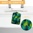 thumbnail image 3 of Luggage Tag, Travel Tags, Handbag Tag - Square PU Leather 2 Pack with Privacy Cover and Stainless Steel Ring - Suitable for Travel, Backpack, Handbag [Amazon Approved] Peacock Feather, 3 of 7