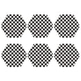 thumbnail image 2 of Fuzoiu Black and White Checkerboard Print Leather Coasters Set,Drink Coasters Set of 6,for Tabletop Protection, Durable PVC Coasters,Home Décor and Housewarming Gift,Hexagon, 2 of 7
