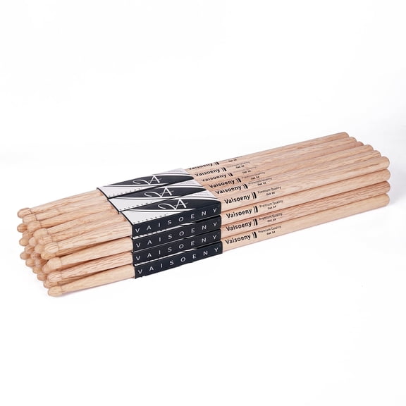 Vaisoeny Drum Sticks,5A Drum Sticks for Adults,12 Pairs Classic Oak Wood Drumsticks for Kids , Professional Musical Instrument Percussion Accessories