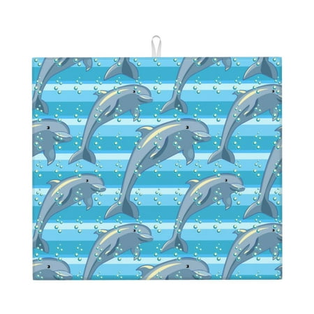 

Pofeuu Dolphin Print Ultra Water Absorbent Microfiber Dish Drying Mat Drying Mat for Kitchen Kitchen Counter Accessories