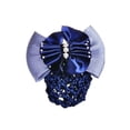 thumbnail image 2 of pitrice Cloth Women Hair Bun Cover Net Easy To And Comfortable For Wear Snood Net Barrette Mesh Clip Striped Blue, 2 of 6