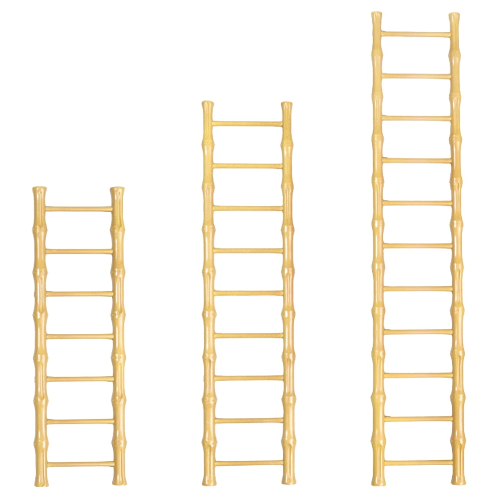 Ladder Model Craft House Warming Adornment Wood 3Pcs 16.8x3.4x0.6in