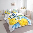 thumbnail image 3 of Manfei Lemon Print 7-Piece Bedding Comforter Set,Hello Lemon King Bedding Sets,Blue Leaves Bed Sheets For Girls,Super Cozy Room Decor Reversible, 3 of 8