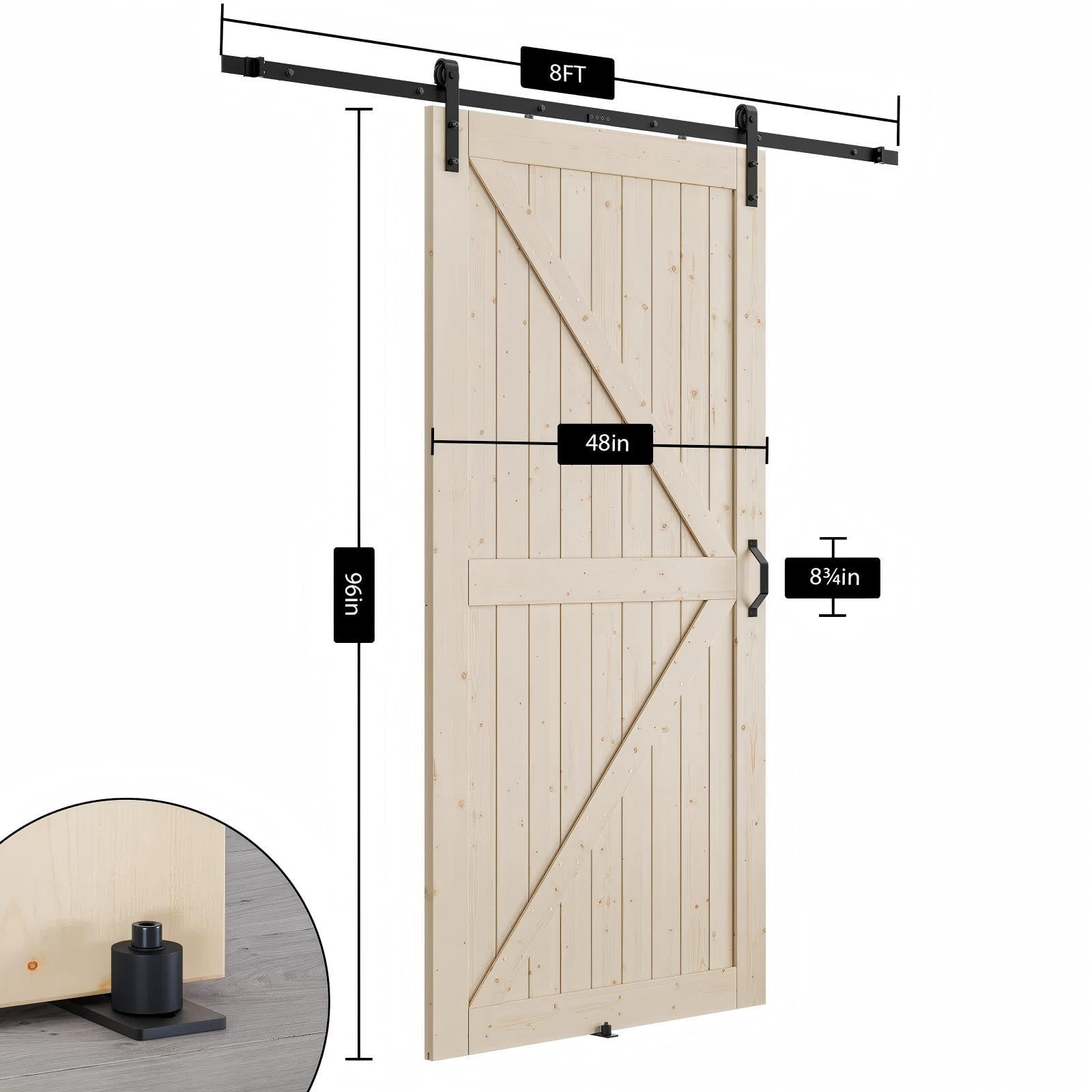 Easy4Home 96"H Large Format Sliding Barn Door, Solid Spruce Wood, Assembly Required