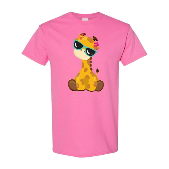 Inktastic Cute Giraffe, Giraffe with Sunglasses, Cute Animal T-Shirt
