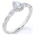 thumbnail image 4 of JeenMata 0.5 TCW Pear Cut Diamond - 3 Prong Halo Setting - Semi Infinity Pave Engagement Ring - 10K White Gold, 4 of 7