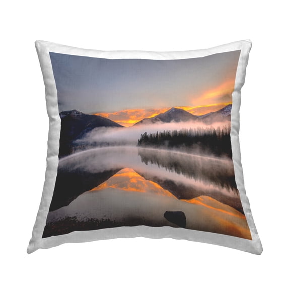 Stupell Industries Orange Sunset Lake Reflection Decorative Printed Throw Pillow Design by Danita Delimont.