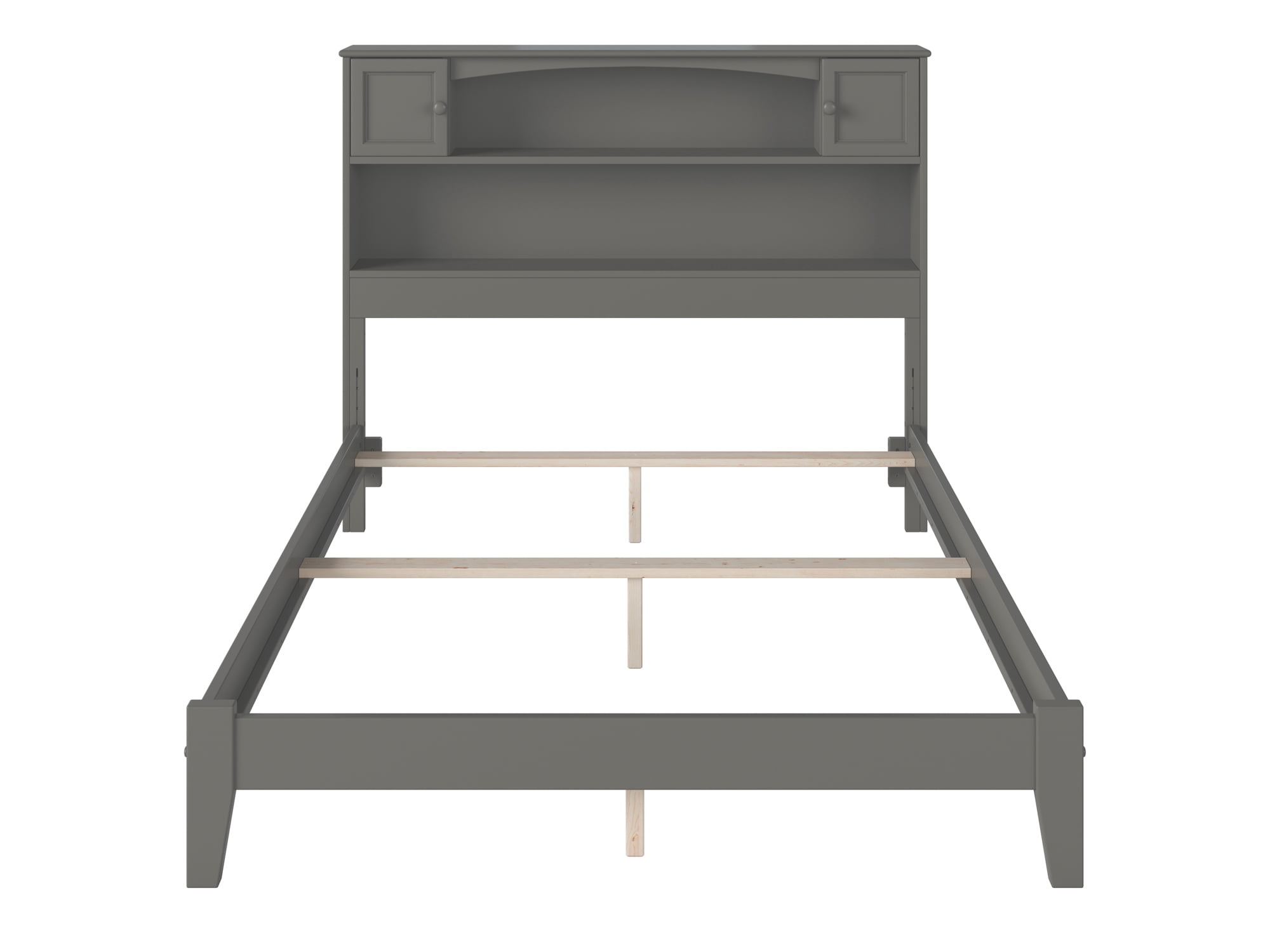 AFI Newport Full Solid Wood Foundation Bed with Storage Headboard, Grey