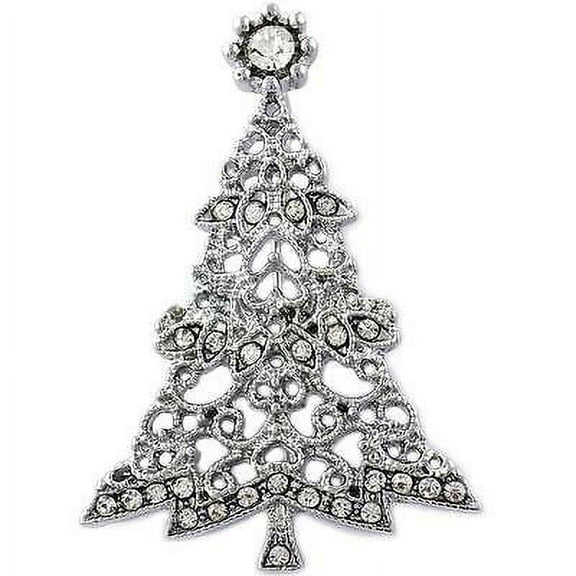 Clear Christmas Tree Brooch Pin Fashion Jewelry for Women p803