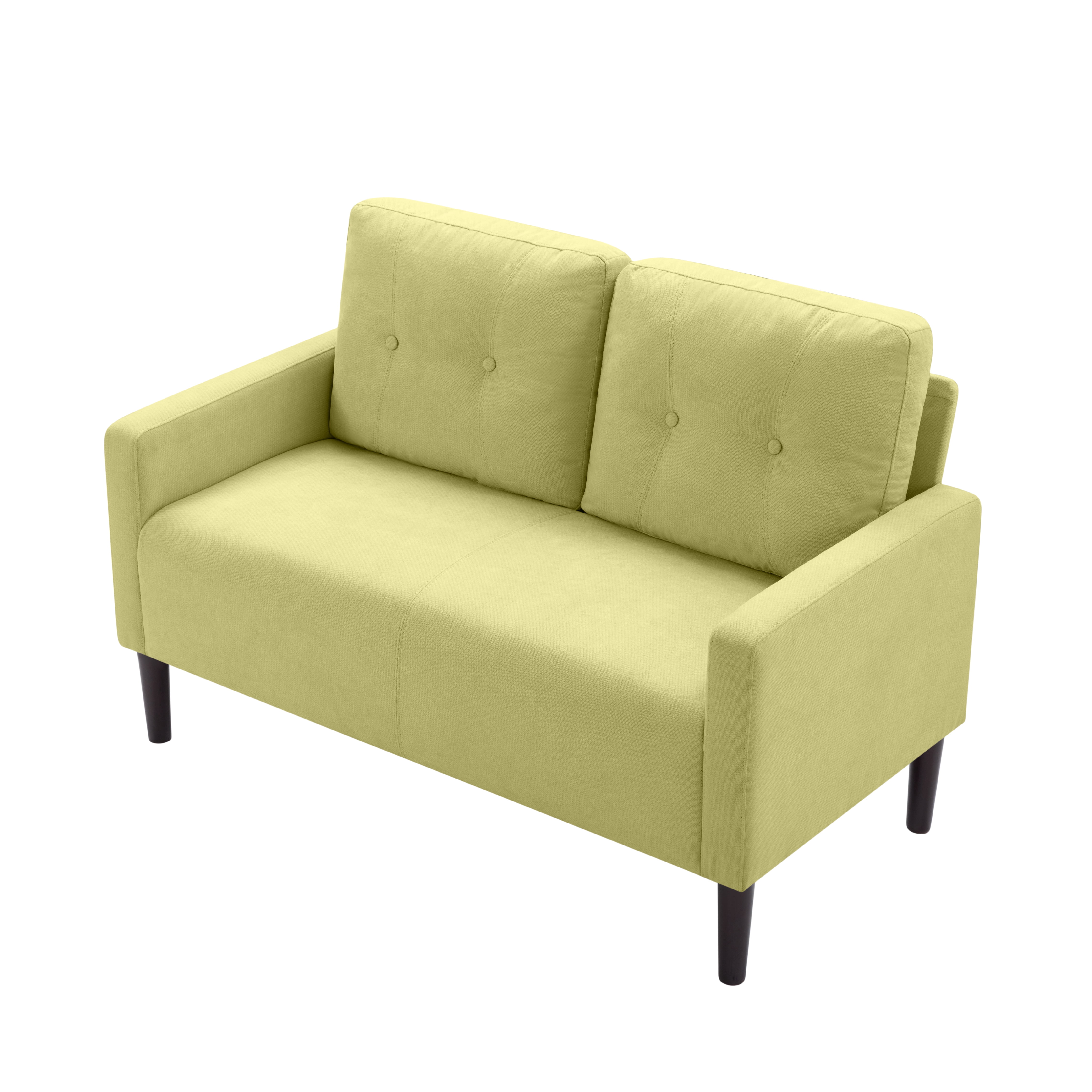 BSHTI 50.79" Loveseat Couch with Solid Wood & Iron Frame, Removable Back Cushions, Tapered Wood Legs, 6 Colors,Green