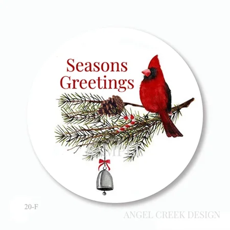 DOPASTICKER Season S Greetings Cardinal Chri.Stm.As Scrapbook Stickers Phone Decal Water Bottle Stickers Cars Stickers Water Bottle Stickers For Kids