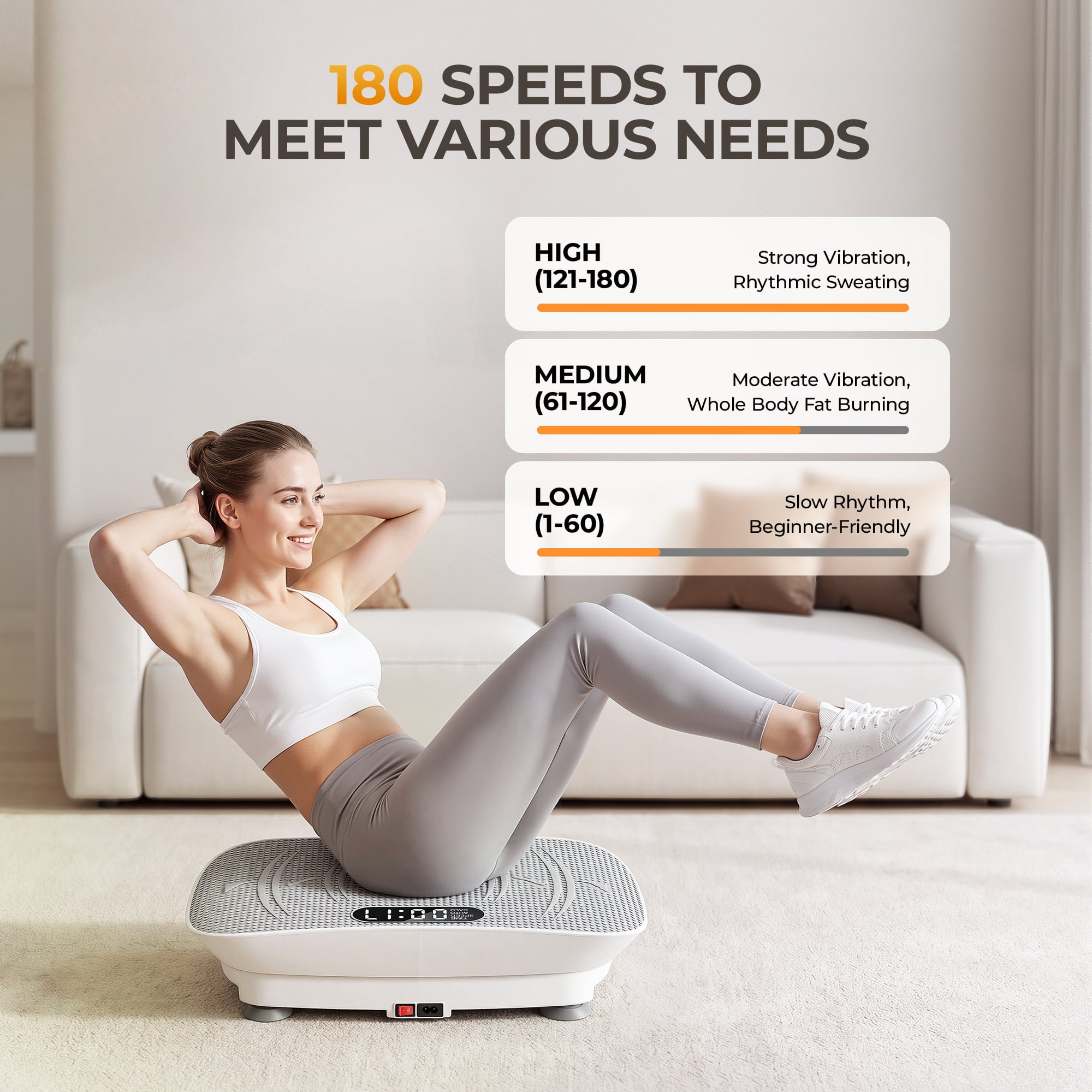 Airfind Vibration Plate Exercise Machine for Lymphatic Drainage, Whole Body Vibration Platform with Bluetooth, Remote,2 Yoga Strap,5 Resistance Bands for Home Exercise Gym,450lb Capacity,White