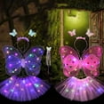 thumbnail image 3 of LED Children Costume Prop for Halloween Christmas Fairy Princess Kids Costume Sets Butterfly Wings Wand Headband Tutu Skirt New Year Gifts for 3 4 5 6 7 8 Years Old Girls,Pink with Light, 3 of 9