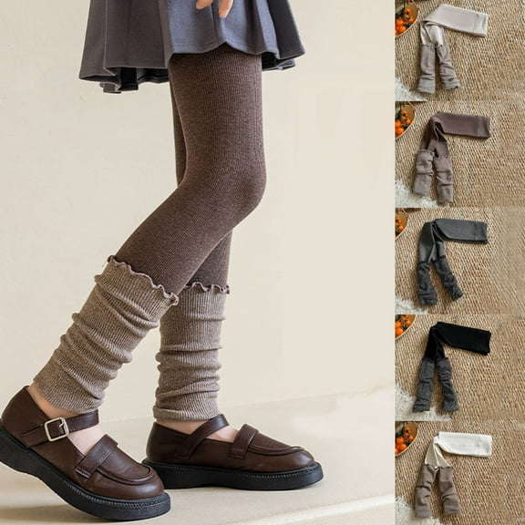 MKOSPLRT Winter Tights for Girls Stockings Warm Fleece Lined Footed Leggings High Waist Pantyhose Stackable Hem Legginghs 5-15Y