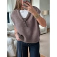 thumbnail image 6 of Womens Fall Fashion Sweater Tops Trendy Western Knit Business Casual Work Cap Sleeve Vest Cute Outfits Tops Khaki L, 6 of 9