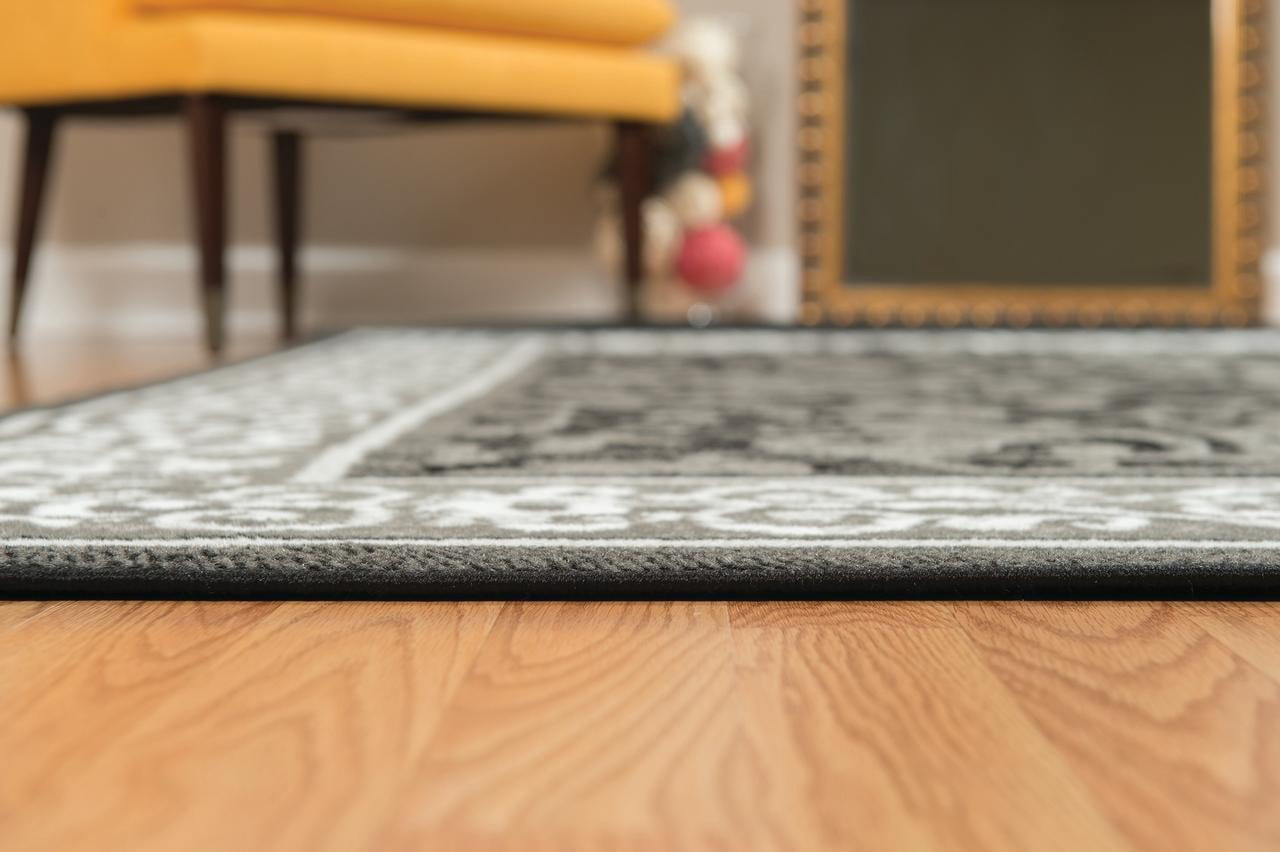 United Weavers Plaza Genevieve Runner Rug, Bordered Pattern, Grey, 2'3 X 7'2"