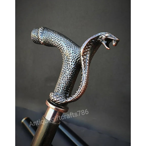 Premium Wooden Walking Cane for Men | Great Costume Cane, Cobra Snake Head Walking Stick | Beautifully Handmade Victorian walking Stick