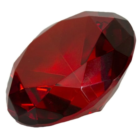 3.25 Inch Large Multifaceted Solitare Cut Jewel Paperweight (Red)