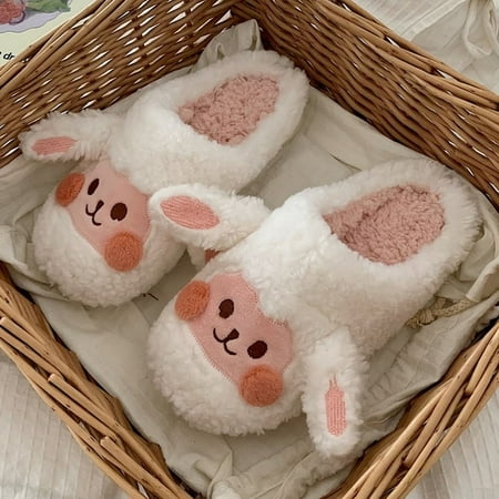 

CoCopeanut Cute Animal Slipper For Women Girls Fashion Kawaii Fluffy Winter Warm Slippers Woman Cartoon Milk Cow House Slippers Funny Shoes