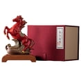 thumbnail image 2 of Ceramic Horse Statue,Chinese Feng Shui Red Horse Figurines for Fire Horse Year 2026, Chinese FireHorse Decorations,Zodiac Animal Sculpture Home Tabletop Ornament with Small Wooden Base and Gift Box, 2 of 9