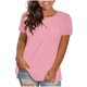 thumbnail image 1 of Tops de Manga Corta de Algodón para las Mujeres Impreso 3/4 Mangas Blusa, Cuello Redondo Bolsillo Ocasional Imitación Algodón Superior, 1 of 7