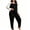 Black, variant on POROPL Pajamas for Women Plus Size,Long Sleeve Sleepwear Top with Jogger Pants Sizes XL-5X