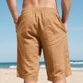 thumbnail image 5 of Dwellite Cotton Linen Shorts for Men Casual Elastic Waist Drawstring Summer Vacation Beach Shorts with Pockets Earthy Yellow 3XL, 5 of 6