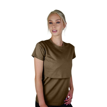 Miss Military Mom Women's Nursing Tops for Breastfeeding Shirts Maternity Clothes Pregnant s Nursing Solid Color Crew Neck Short Sleeve Breastfeeding T-Shirt Navy Type III
