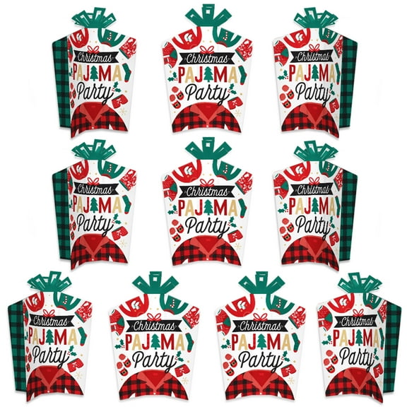 Big Dot of Happiness Christmas Pajamas - Table Decorations - Holiday Plaid PJ Party Fold and Flare Centerpieces - 10 Count