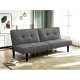 thumbnail image 1 of Mainstays 67'' Studio Futon Sofa Bed, Upholstered Folding Sleeper Couch with Adjustable Backrest, Grey Linen, 1 of 8