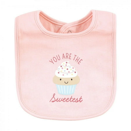 Hudson Baby Infant Girl Cotton Bibs, Sweetest Cupcake, One Size