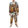 thumbnail image 3 of Sikiie Relaxing Cat With Orange Juice Mens Pajama Set, Soft Warm Long Sleeve Sleepwear, Cozy Button-Down Pjs for Men-, 3 of 7