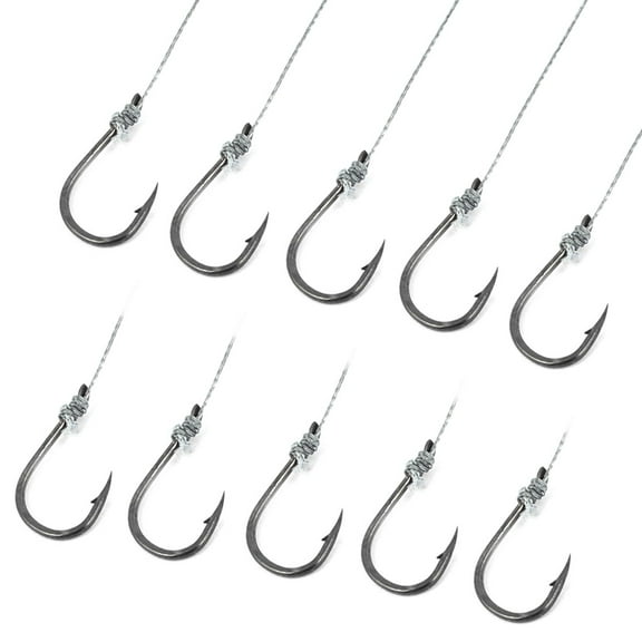 REGALWOVEN Uxcell Metal Eyeless Sharp Barb Wire Leader Fish Tackle Fishing Hook Gray 5# 10Pcs