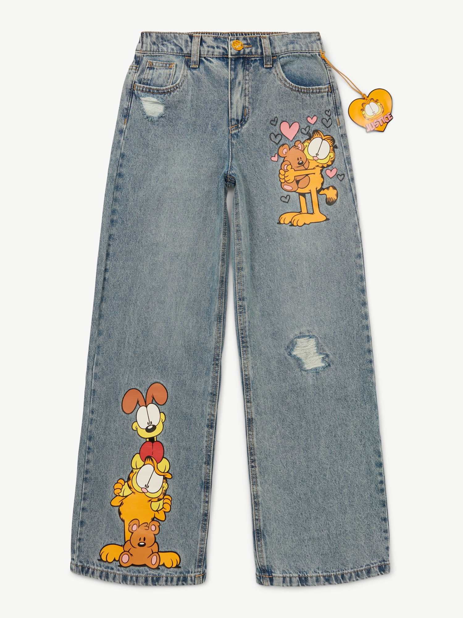 Justice x Garfield Girls Collab Jeans, Sizes 6-18, Slim & Plus
