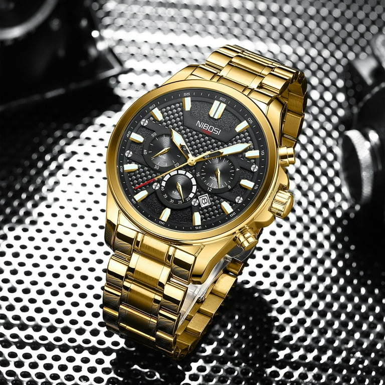 Nibosi Fashion Gold Watch Men Top Brand Sport Watches Mens Waterproof Quartz Clock Casual Military Wristwatch Relogio Masculino Quartz Wristwatches Walmart