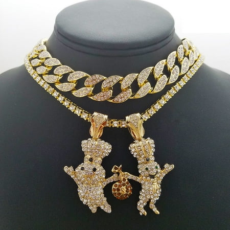 - Hip Hop 14K Gold Plated 2 DOUGH BOY Pendant & 18