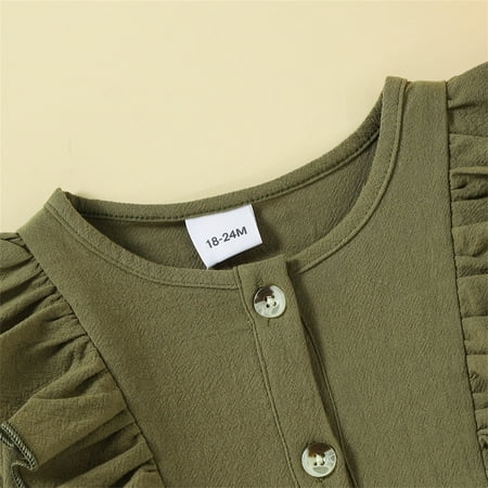

nsendm Toddler Child Kids Baby Girls Long Ruffled Sleeve Cute Solid Cardigan Princess Dress Clothes for 6 Year Old Girl Dress Army Green 4-5 Years