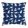 thumbnail image 1 of Shark Throw Pillow Cushion Cover, Shark Pattern with Various Gestures Have A Bite Danger Humor Nautical Design, Decorative Square Accent Pillow Case, 20 X 20 Inches, Dark Blue White, by Ambesonne, 1 of 2