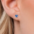 thumbnail image 3 of Gem Stone King 14K Yellow Gold Fancy Blue Zirconia Stick Earrings for Women | 0.88 Cttw | Gemstone Birthstone | Heart Shape 5MM, 3 of 6