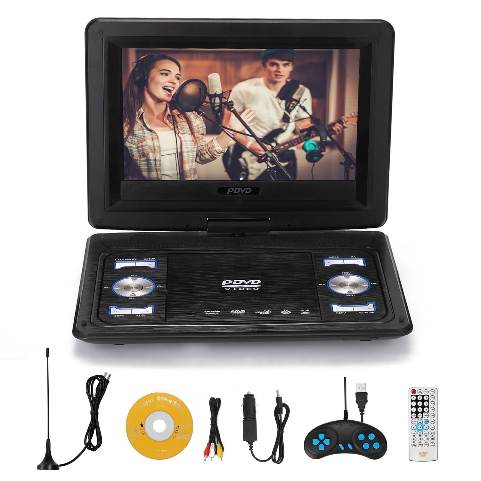 Portable Dvd Player With 10 2 Hd Swivel Screen For Car Black Walmart Com
