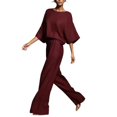 thumbnail image 4 of Wide Leg Pants Lounge Set Plus Size 2 Piece Sets For Curvy Women Summer Work Top Beach Outfits For Women Womens Two Piece Sets Summer Work Outfits For Women Trending Womens Clothes, 4 of 5