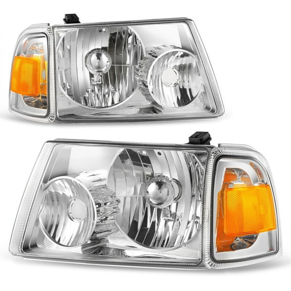 DNA Motoring for 06-11 Ford Ranger OE Style Headlight Lamps Chrome Housing Amber Corner
