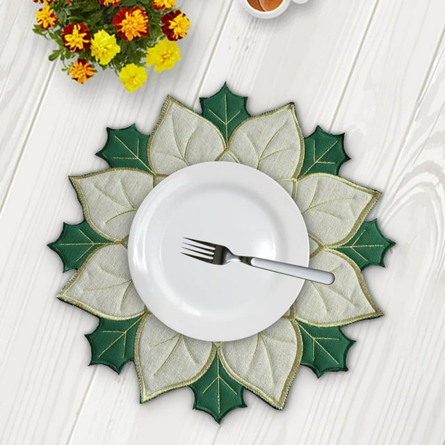 Mantel Individual Navideño Perfecl Bordado Flores 60cm