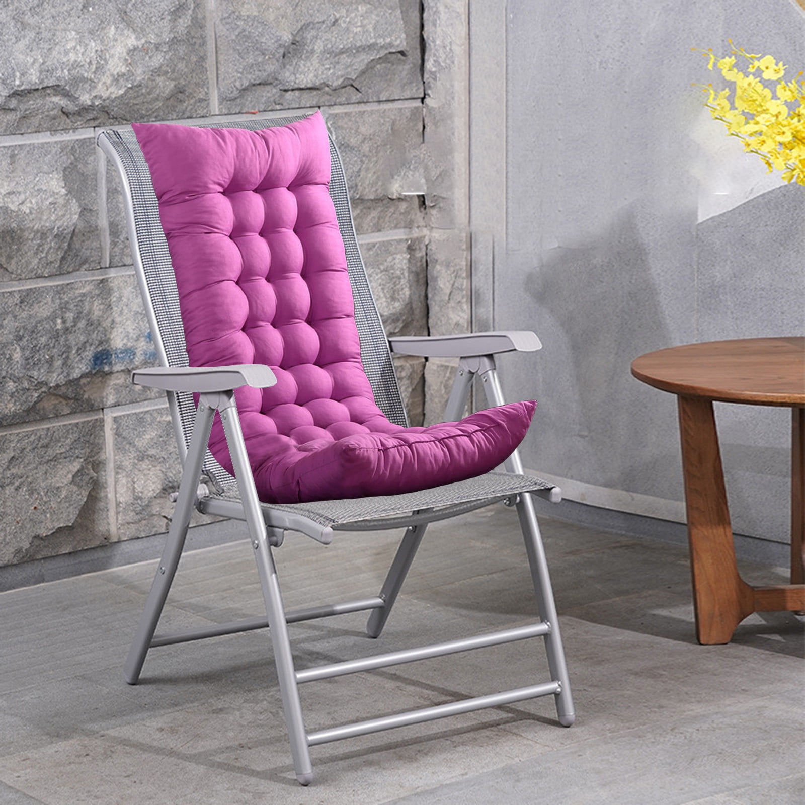 Outdoor Chair Cushions Rocking Chair Cushion Outdoor Garden Non-Slip High-Backed Patio Pads Washable(Pink)
