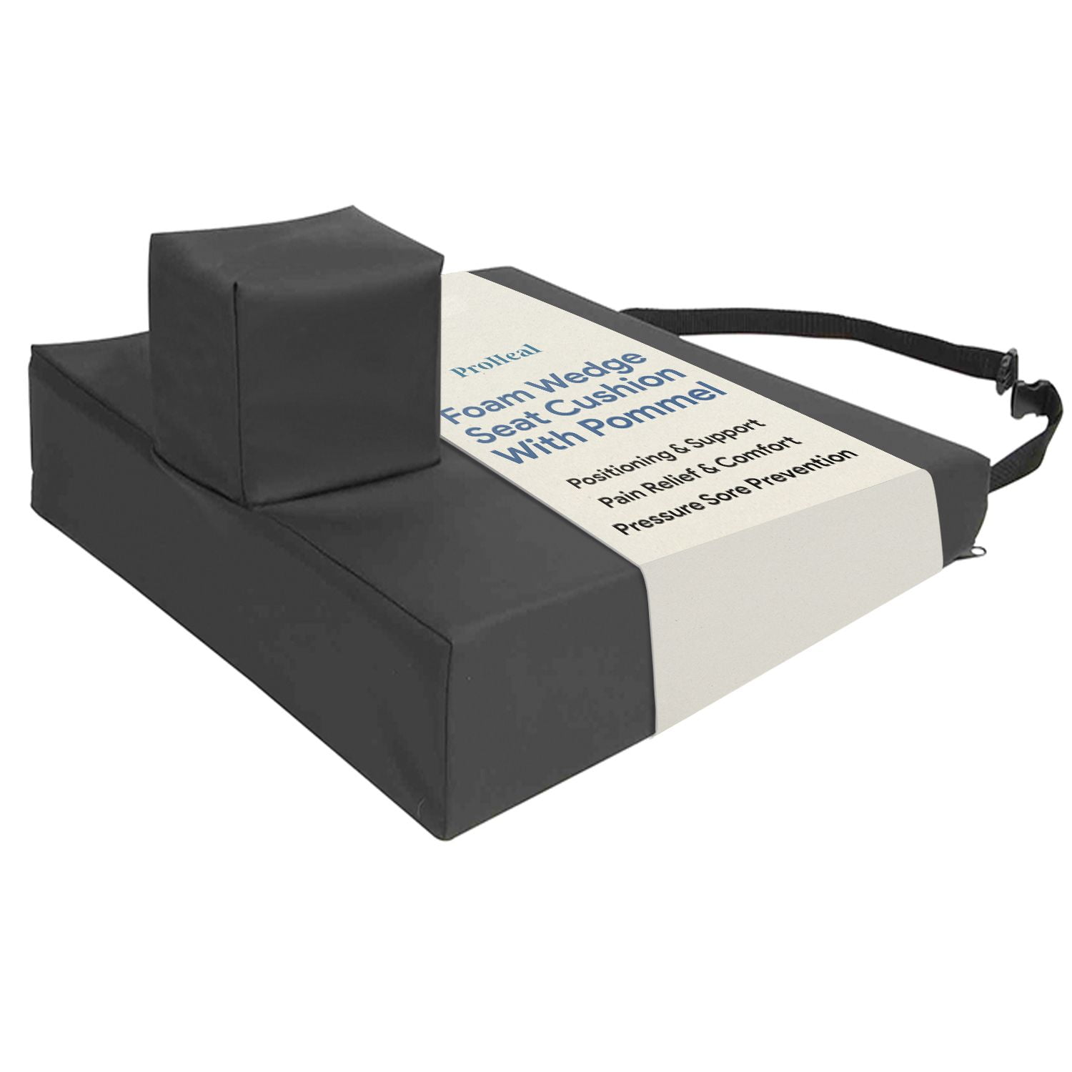 Proheal 3" Foam Wedge Seat Cushion with Pommel 20x16x31.5" High Density Foam with Removable