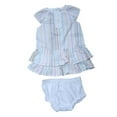 thumbnail image 2 of Infant Girls White Embroidered Striped Ruffled Dress Baby Outfit, 2 of 2