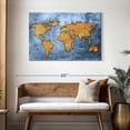 thumbnail image 3 of Elephant Stock Azure World Map Wall Art - Horizontal Canvas Wall Art - Living Room Wall Decor - Map Canvas - Blue And Gold Decor - 45" x 30", 3 of 8