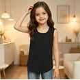 thumbnail image 3 of Grblisyd Girls Tank Tops Kids Summer Solid Color Loose Casual Cute Sleeveless Crewneck Tunic Tops T Shirt 7-14 Years, 3 of 5