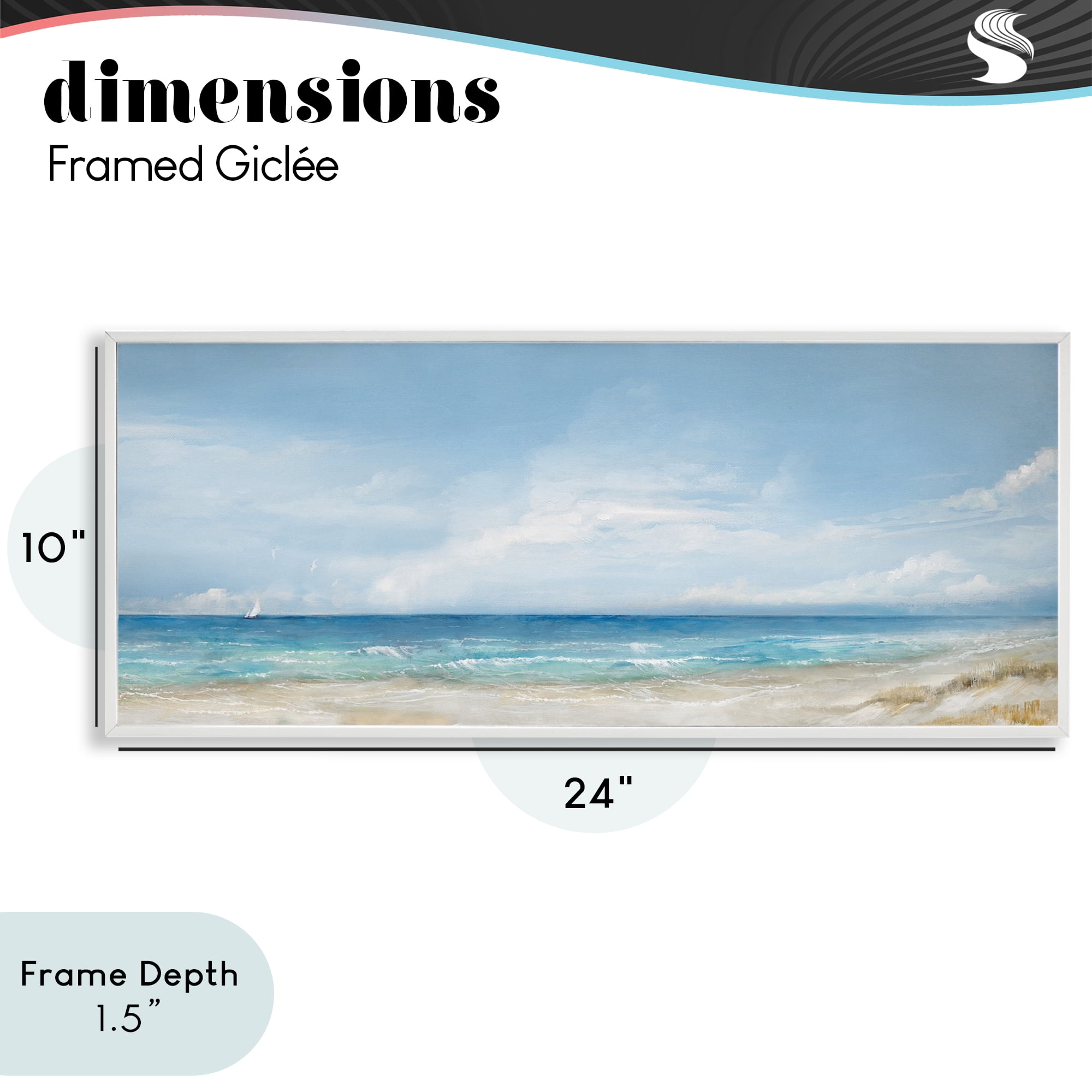 Stupell Industries Open Panoramic Sea White Framed Giclee Art, design by Ruane Manning